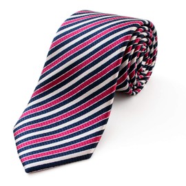 MICHI CORONDON Brand Necktie, Made in Japan, Silk, Jacquard Weave, Woven Pattern, Striped (A Pattern: Wine Type)