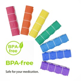 KOCOSSIY Weekly Pill Organizer 4 Times a Day, Daily Pill Box with EVA Cover, with Large Compartment to Hold Vitamins, Fish Oil, Supplements and Medication, Travel Pill Container Bag, Pack of 1