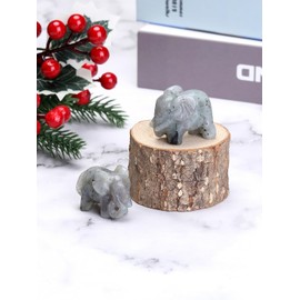 Jovivi Crystal Elephant Gifts for Women Elephant Ornament Black Labradorite Healing Crystal Gifts Feng Shui for Home Office Desk Decor,1.5"