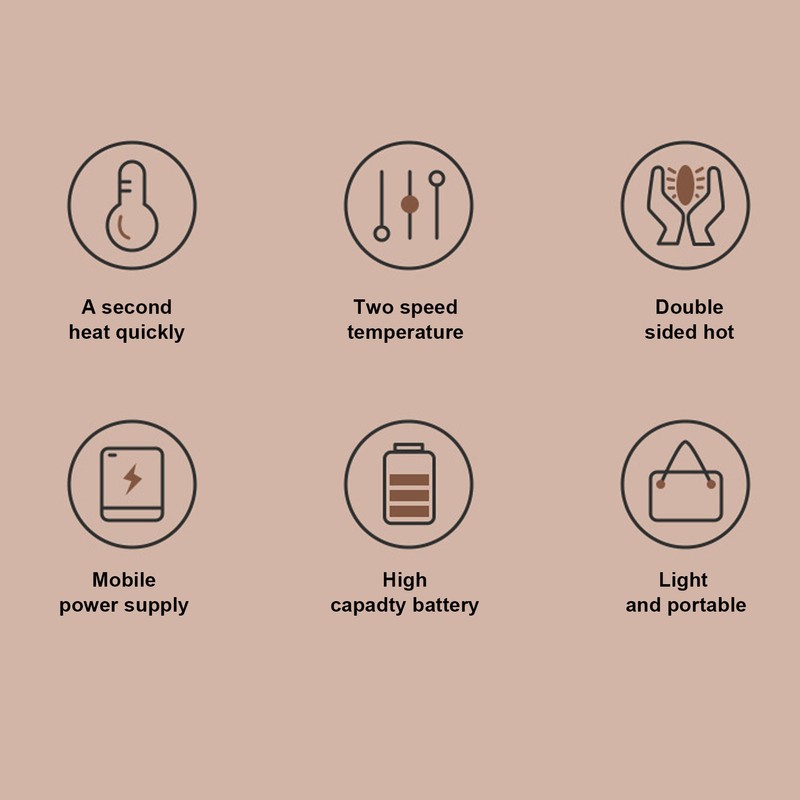 Hand Warmers Double Sided Heating 10000mAh Rechargeable Battery Rubber Mobile