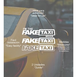 3 Models of Different Fake Taxi Stickers for Car JDM Tuning OEM Sticker Bomb Vinyl Die Cut with 5 Colours to Choose From (White)