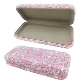 Owemtao Bling Sunglasses Case,Shiny Diamond Sunglasses Hard Case Cute Glasses Case,Rhinestone Eyeglass Case For Women (Pink)