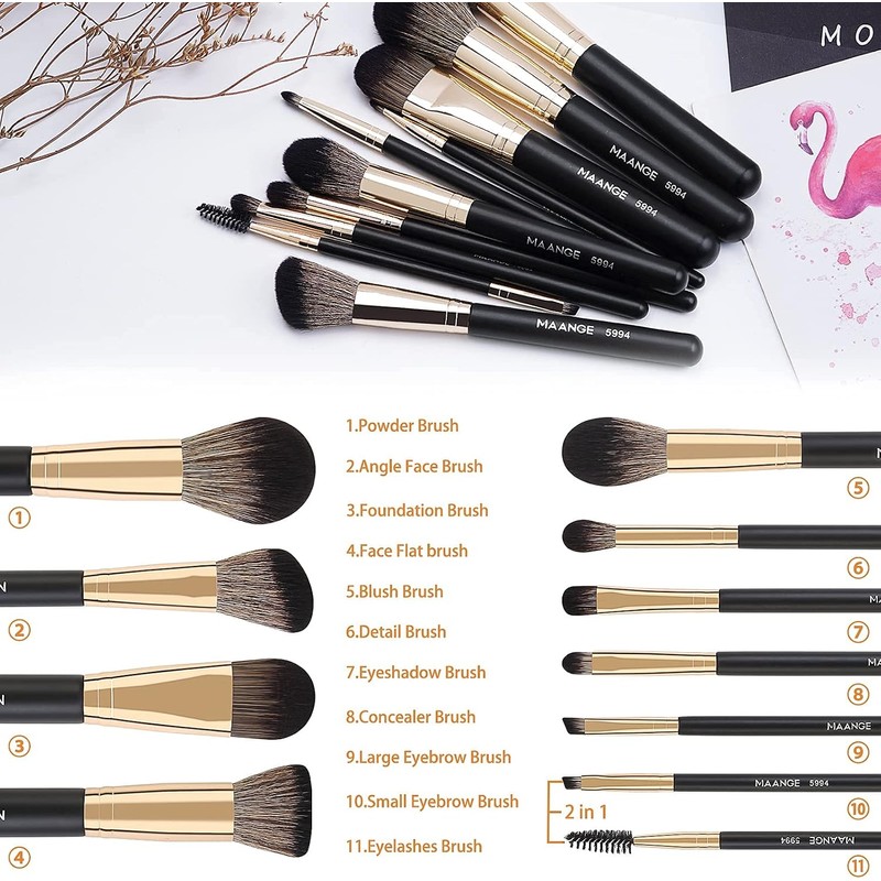 Brochas de Maquillaje Set 10 PCs Profesional Kit de Pinceles