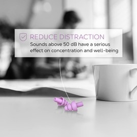 Shush Focus Earplugs - Less Distraction, Better Focus, Increase Productivity - High-Fidelity Ceramic Filter (SNR 24 dB) - for Working at Open Offices or Improve Study Performance - Reusable Over 365x