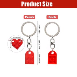 Elegance-go Heart Key Fob, Pack of 2 Heart-Shaped Key Fob Partner Key Fob Building Block Key Ring Small Key Ring Heart Red for Girlfriends, Pots and Pans, Couples, red
