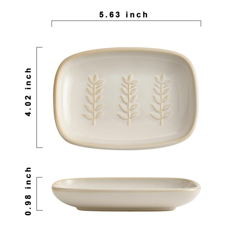 ZIVONA Ceramic Soap Dish for Bathroom, Bar Soap Holder with