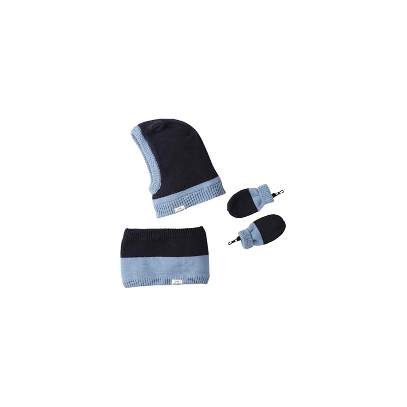 Vertbaudet Two Tone Boys Baby Set: Scarf Hat, Round Scarf