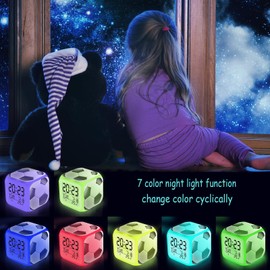 ZonleeApex Soccer Ball Alarm Clock Gift Decor for Boys Girls Room, Battery Operated Desktop Kids Clock with 7 LED Color Changing Nightlight (3.15x3.15x3.15 inch)
