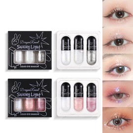 FOMIX 3 Liquid Eye Shadows, Starry Liquid Glitter Shadow, Glitter, Solid Color, Stick Eye Shadow, Teardrop Bag, 6 Colors, Starry Sand, Liquid Eye Shadow, Long Lasting, Highly Colorful, Transparent,