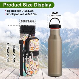 icolor Water Bottle Holder, Carry Bag for Water Bottle with Adjustable Shoulder Strap, Bottle Holder with Phone Pockets, Neoprene Water Bottle Bag Bottle Holder (006, 32 oz (About1000 ml))