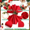 Ziliny 16 Pcs Cotton Christmas Napkins and Rings Set 8