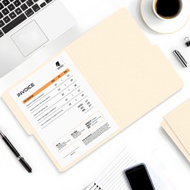 SUNEE File Folders, 30 Pack Manilla Folders 8.5 x 11, 1/2 Cut Tab for Easy Labeling and Organization, Durable Standard Paper for Home, Office, School Filing