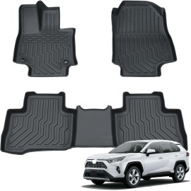 All Weather Floor Mats for 2019-2024 Toyota RAV4 3D TPE Rubber Liners 3pcs Set