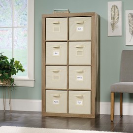 Sauder Stow-Away 8-Cube Organizer, Versatile Storage Solution, Cube Bookshelf - Lintel Oak Finish