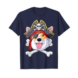 Corgi Pirate T shirt Jolly Roger Flag Skull and Crossbones T-Shirt