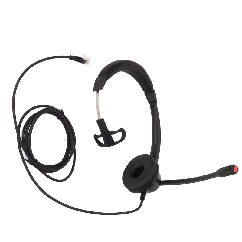 RJ9 Telephone Headset Noise Cancelling Unilateral Corded Business Headphone with