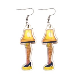 Cute Women's Leg Lamp Earring - Funny Acrylic Yellow Skirt Story Movie Themed Jewelry for Personality Party - B