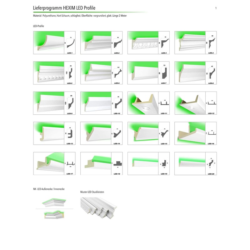 HEXIM LED Stucco Moulding Pattern – Indirect Lighting with Ceiling