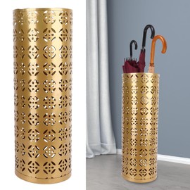 Fabater Umbrella Stand, Metal Umbrella Holder, Indoor Umbrella Stand Organizer with Hollow Design, Umbrella Storage for Entryway, Office, Home (GOLD)