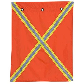 Pioneer Safety Warning Flag Sign with Reflective Tape on Both Sides, Polyester Hi-Viz Orange 25.6' X 19.7'