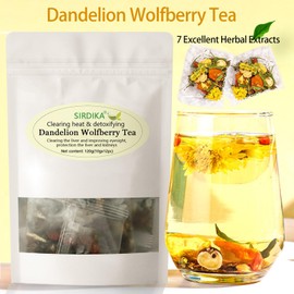 Dandelion Wolfberry Tea - Kidneys & Liver Health Tea, Seven Herbal Ingredients Natural Blend, Dandelion Herbal Tea Bags Organic 120g/12PC (1Bag(12Pcs))