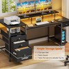 Furologee 60" Black Computer Desk with 4 Drawers and Printer