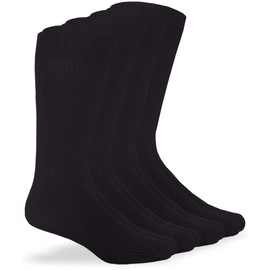 Jefferies Socks mens Women's Unisex Microfiber Nylon Rib Mid Calf Dress 4 Pack Casual Sock, Black, 13-16 US