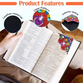 LINGFANG 6 Pcs Diamond Painting Bookmark, DIY Corner Book Makers for Adults Book Lovers, Diamond Dot Art Beginner, Small Diamond Art Kits, Paint by Art Crafts Gift for Women Girls (Mandala 6 Black)