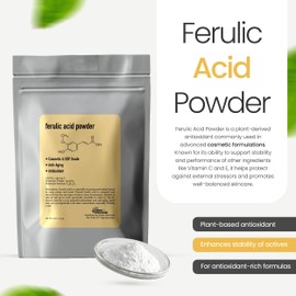 Ferulic Acid Powder Pure 99% Pure Cosmetic Grade Powder Pure Natural, DIY Skincare (4 Oz / 113 Grams), by Talsen Chemicals