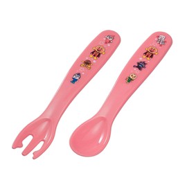LEC Anpanman Children's Tableware, Spoon & Fork (Pink)