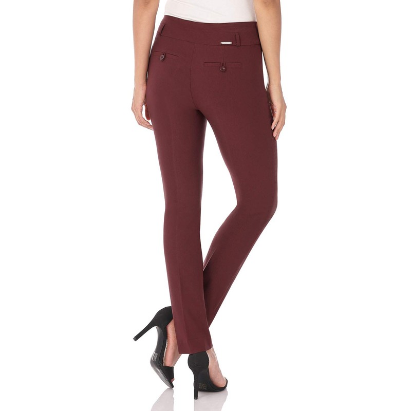 Rekucci Women's Ease into Comfort Stretch Slim Pant (4, Brick)
