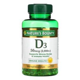 Nature's Bounty Vitamina D3 2000 UI 50 mcg 350 cápsulas blandas de liberación rápida sin gluten sin OMG
