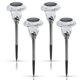 CNSZSSHMG Solar Lights Outdoor 4 Pack LED Solar Lights Outdoor Waterproof，Warm White Outdoor Lights IP65 Solar Pathway Lights Outdoor Garden Lights for Path Backyard Lawn Landscape Decoration