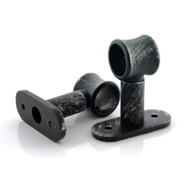GIRASOLE HOME® Adjustable Short Curtain Pole Brackets 2 Pack for Curtain Pole Diameter 18-20mm (Short 62mm, Black and Silver)