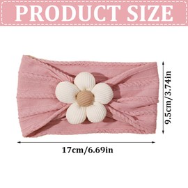 Pack of 2 Baby Girls Stretchy Nylon Headbands, Baby Flowers Headband, Hair Band for Newborns Toddlers Children