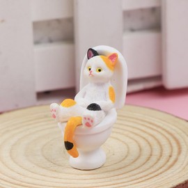 Opexicos 5Pcs Adorable Cat Sit On Toilet Resin Figurine - Perfect for Your Fairy Garden Terrarium Decor
