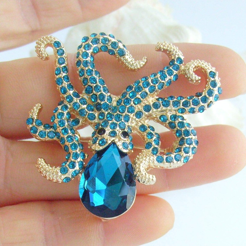 Sindary BZ083 - Broche de pulpo de animales (4,5 cm),