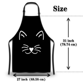 Olikked Chef Apron for Women Cat Face Mans Aprons for Kitchen Cooking Restaurant BBQ Painting Crafting 27” (W) x 31” (H), Waterproof Aprons
