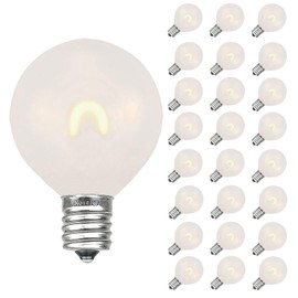 Novelty Lights 25 Pack G50 LED Light Bulbs, E17 C9 Intermediate Screw Base Shatterproof Outdoor String Lights Clear Globe Bulbs, Edison Light Bulbs for Patio Decor, Satin Warm White, 0.8 Watt