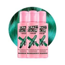 Crazy Color Vibrant Pine Green Semi-Permanent Trio Hair Dye. Highly Pigmented Dark Green Conditioning & Oil Nourishing Vegan Formula | No Bleach or Ammonia | 300ml