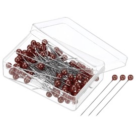 PATIKIL Sewing Pins, 100 Pcs 1.5 Inch Straight Pin with Plastic Pearlized Ball Head for Fabric Decorative Jewelry DIY Craft Sewing Project, Light Brown