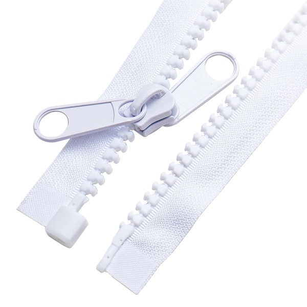 Sawoake#10 40 Inch 2Pcs Separating Large Plastic Zippers White Double