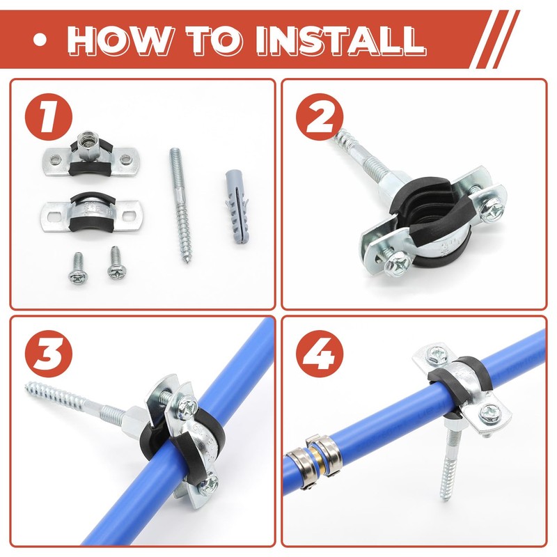 12 Pcs 1.3-1.4 Inch Split Ring Pipe Hanger, 32-36mm Heavy