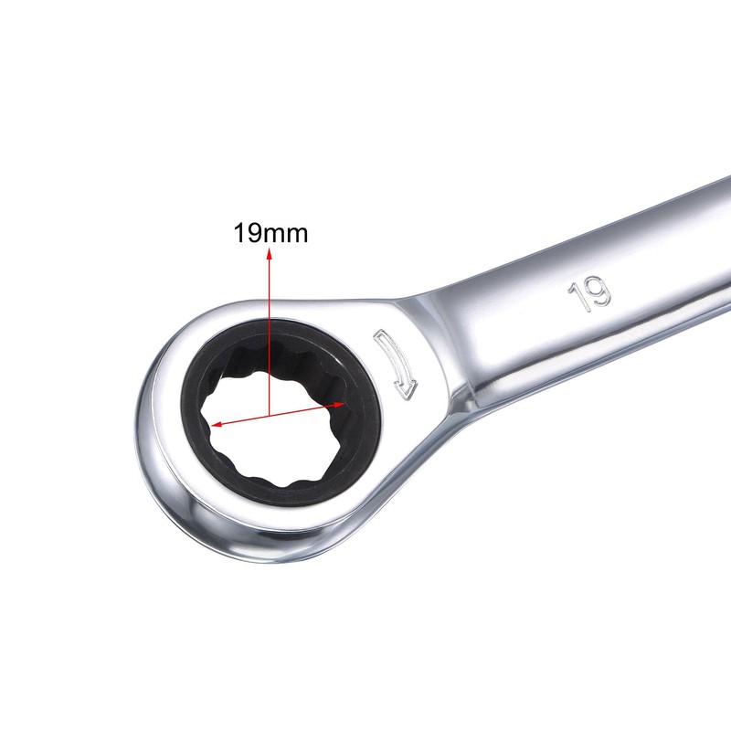 sourcing map Double Box End Ratcheting Wrench (17mm x 19mm)