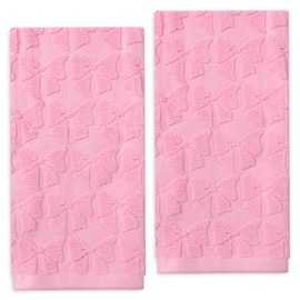 FYSUIMU 2Pcs Coquette Pink Bow Hand Towels Cute Bowkot Cotton Bathroom Towels Plush Bath Towels for Drying Cleaning Cooking, 29.5 x 13.7 Inch