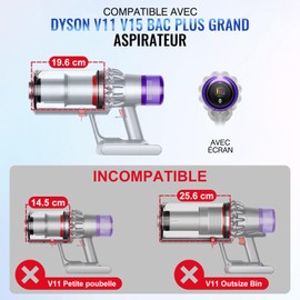 Bac à poussière compatible with Dyson aspirator Dyson V11 V15 SV14 SV15 SV22, grand bac à poussière de remplacement pour Dyson pièce no. 970050-01 et Pièce no. 965443-01