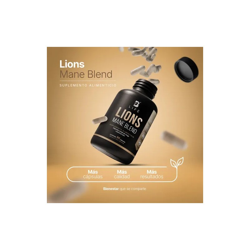 Hongo Melena de León Cápsulas Lions Mane Supplement, 1000mg, 90