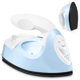 Mini Craft Iron Mini Heat Press Mini Iron Portable Handy Heat Press Small Iron with Charging Base Accessories for Fuse Beads Patch DIY Shoes T-shirts Heat Transfer Vinyl Projects(Light Blue)