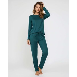 Real Essentials 2 Pack: Women's Comfy Pajama Sets - Short & Long Sleeve Ladies Loungewear Sleepwear PJs (Available In Plus)(Set F Green & Pink, XX-Large)