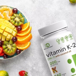 Vitamina K2 Mk-7 200mcg 240 Softgels Premium Eg T76 Sabor Nd